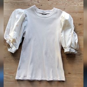 Who What Wear cream puffy sleeve top Medium